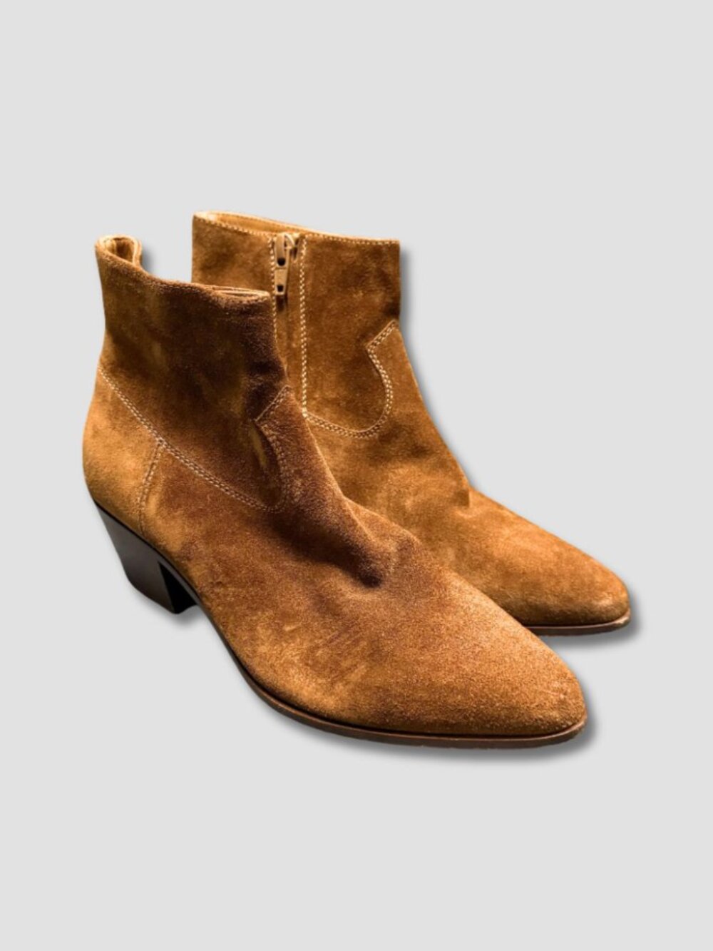 SAINT LAURENT Brown Suede Leather Ankle Boots Booties HEDI SLIMANE Era